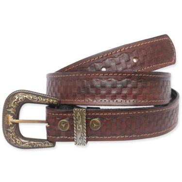 Imagem de Cinto Dr Country Entalhado + Chaveiro - DRC, Marrom, 100