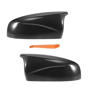 Imagem de X AUTOHAUX Par de tampa do espelho do lado do passageiro do motorista do carro de substituição padrão de fibra de carbono preto para BMW X5 X6 E70 E71 2008-2013 Capas de proteção de espelho Acabamento