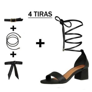 Imagem de Sandália Salto Baixo Grosso Luiza Sobreira Preta-Feminino