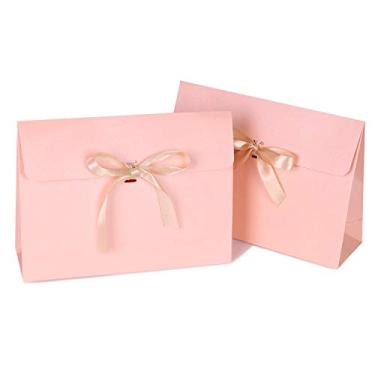 Imagem de Caixa de presente com 10 envelopes com fita de laço, lenço de seda, saco de embalagem, embalagem de papelão, envelopes grandes, caixa de presente de festa, sacos de presente para Natal, aniversário,