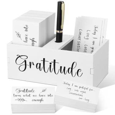 Imagem de Clabby O pote de gratidão inclui 200 cartões, 1 caneta, 1 pote de bênção, caixa de madeira, kit de cartões de agradecimento de agradecimento para famílias, amigos, funcionários e colegas de trabalho