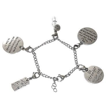 Imagem de Conjunto de 4 pingentes de encaixe, construa sua própria pulseira, bolsa, bolsa, mensagem, inspirador, chaveiro, puxador com zíper, joias, Metal