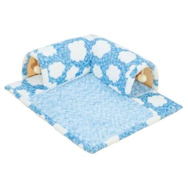 Imagem de Generic Gato Túnel e Cama Play Center com Bola de Jogo Brinquedo Respirável Confortável Playground Hideout Interativo para Gatos Indoor, M Size Blue