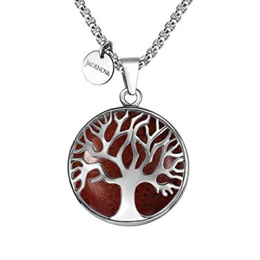 Imagem de Colar de árvore genealógica JADENOVA árvore da vida colar com pingente de cristal pedra preciosa 61 cm corrente de aço inoxidável Medium