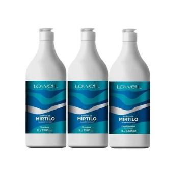 Imagem de Kit Extrato De Mirtilo 2 Shampoos + 1 Condicionador 1 Litro Lowell