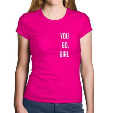 Imagem de Baby Look Algodão You go girl - Foca na Moda, Rosa, GGG