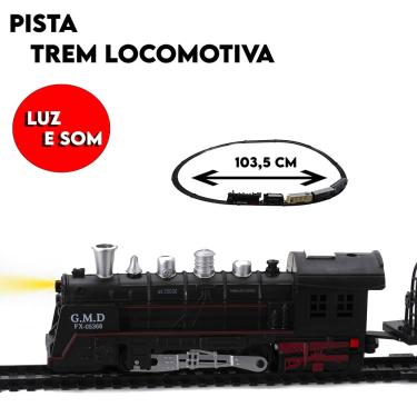 Imagem de Trem Clássico Com Locomotiva Vagões E Trilhos Brinquedo