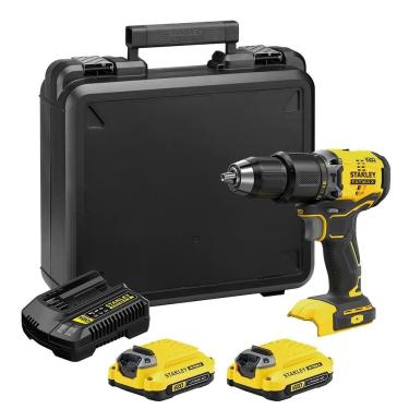 Imagem de Furadeira e Parafusadeira de Impacto à Bateria 20v Stanley SBD715C2K Motor Brushless com 2 Baterias