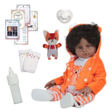 Imagem de Bebê Reborn Realista Corpo Silicone Negro Com Kit 13 Itens - Cegonha R