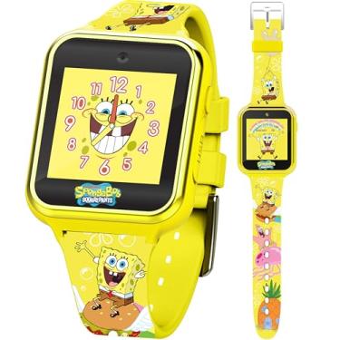 Imagem de Accutime Nickelodeon Bob Esponja Calça Quadrada Amarelo LED Relógio Infantil com Pulseira de Silicone Impressa, Gravador de Voz, Alarme e Pedômetro para Meninos e Meninas, Amarelo, 40mm, Moderno