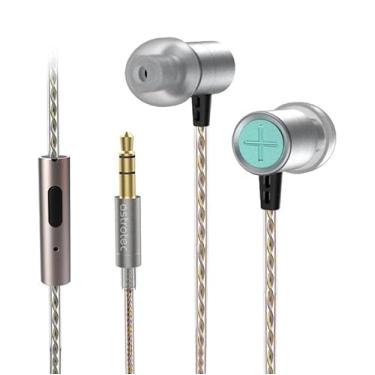 Imagem de keephifi Fones de ouvido Astrotec Vesna com fio com microfone, minúsculos fones de ouvido intra-auriculares com diafragma LCP, fones de ouvido portáteis com cancelamento de ruído, som neutro