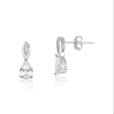 Imagem de Brinco Gota Zirconia Cristal Prata 925