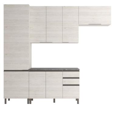 Imagem de Cozinha Compacta Bartira Cristal 8 Portas, 3 Gavetas 260cm Freixo