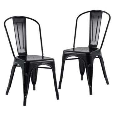Imagem de Kit Com 2 Cadeira Tolix Iron Aço Carbono Industrial - Preto Fosco
