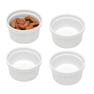 Imagem de Kit 4 Ramequim Mini Bowl De Porcelana Molheira Clássico Canelado Branco Lyor 40ml