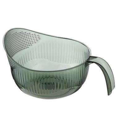 Imagem de Arroz Lavadora de Arroz Coador de Arroz de Plástico com Escorredor Lateral Tigela de Lavagem de Arroz de Grande Capacidade com Alça Enxaguador de Arroz Coador para Legumes, Frutas, Grãos, Ovos