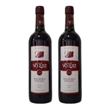 Imagem de Vinho vo luiz tinto de mesa suave uva bordo garrafa vidro 750ml kit 02