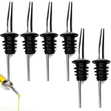 Imagem de Kit com 6 Bico Dosador em Inox Tampa Rolha Para Bebidas Drink Barman Bartender Azeite