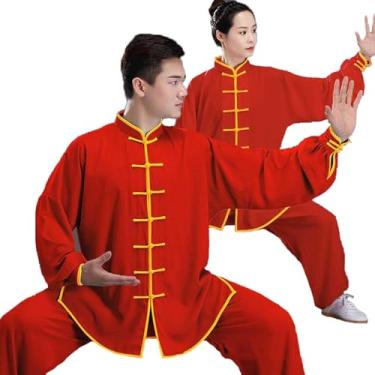 Imagem de Tai Chi Uniforme Chinês Tradicional Kung Fu Roupas Artes Marciais Wing Chun Roupas De Treinamento Para Homens Mulheres, Red, S