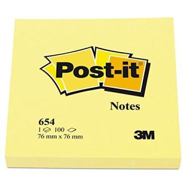 Imagem de Post-it Observações, 7,6 cm x 7,6 cm, amarelo canário, 100 folhas em pacotes com 12 unidades (pacote com 2)