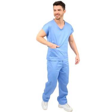 Imagem de Pijama Cirúrgico em Algodão Brim - DEMORGAN, Azul, EGG