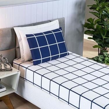 Imagem de Jogo De Lençol Minimalista Solteiro 2 Peças Percal 200 Fios Quadricula