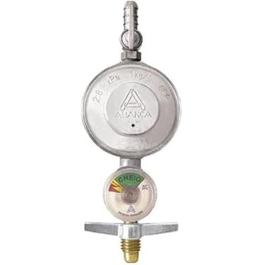 Imagem de Registro Regulador de Gás Aliança, Válvula 504/01c, com Manômetro, 3/8 BM, 1kg