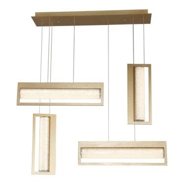 Imagem de Pendente Cristal/Vidro 71x16cm Glitter Bella Iluminação Dourado/Transparente