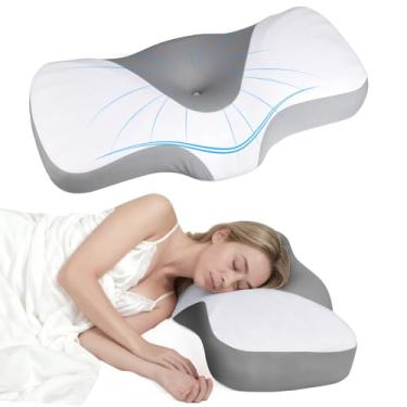 Imagem de Travesseiro de espuma viscoelástica, travesseiro de pescoço cervical, almofadas ergonômicas de suporte de pescoço para pescoço e ombro, travesseiro ortopédico de contorno para dormir, costas e