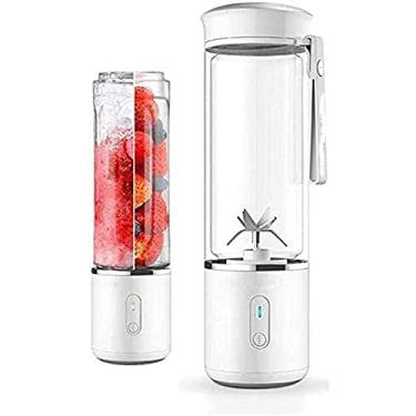 Imagem de Liusj JUnst Liquidificador portátil, mini copo portátil para espremedor de suco com lâminas recarregáveis por USB para casa e ao ar livre, pequena garrafa de viagem, liquidificador profissional para
