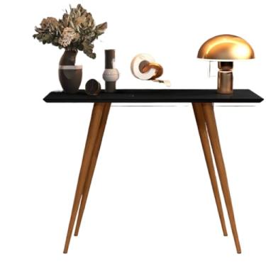 Imagem de Aparador Classic Pé Palito Madeira Retro Branco Brilho(Preto Fosco)