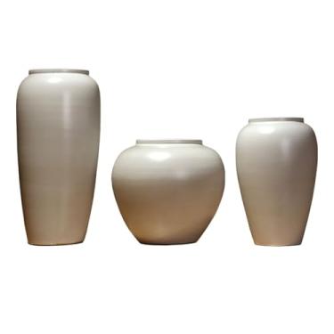 Imagem de WUHUQN Vaso de flores de cerâmica conjunto de três peças simples sala de estar decoração de casa mesa arranjo de flores secas decoração vaso de porcelana de alta temperatura para arranjo floral