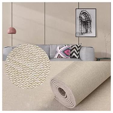 Imagem de XWZFFAI Papel de parede original adesivo para papel de parede 3D, painéis de parede de linho decorativos de 5 mm, estofados para quarto, sala de estar, fundo, 65 x 280 cm, bege
