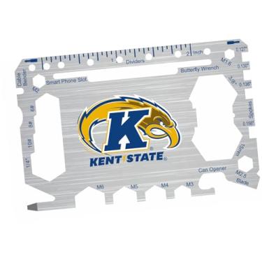Imagem de Cartão multiferramentas de bolso 46 em 1 da Kent State University com régua em polegadas – Ferramenta de carteira EDC de sobrevivência com chaves de fenda, chaves, abridor de garrafa e lata, cortador