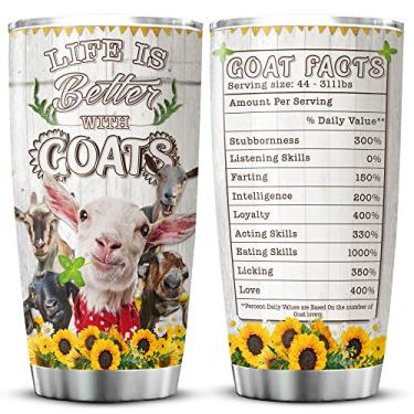 Imagem de KOIXA Copo Life Is Better With Goats Funny Farm Animal Lover Presentes para Adolescentes Caneca de Café de Aço Inoxidável com Tampa 590 ml Copo Isolado Girassol Presentes Para Pessoas Que Amam Cabras