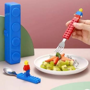 Imagem de Kit Talheres Personalizada Garfo e Colher Infantil Juvenil Divertido Bloquinho