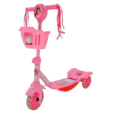 Imagem de Patinete Infantil Princesas 3 Rodas com LED e Música para Meninos e Me