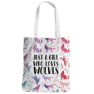 Imagem de Presentes bonitos de lobo aquarela lembrancinhas de festa de lobo decoração de coisas reutilizáveis sacolas de compras de praia sacola de lona para mulheres, trabalho, academia, compras, Natal