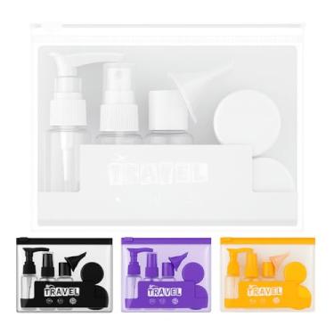 Imagem de Kit para viagem com Frascos e potes, ORGANIZADOR de malas e bagagem, tubos Recarregáveis, com necessaire shampoo, condionador, creme, perfum, cosmeticos, Kit PREMIUM (Branco)