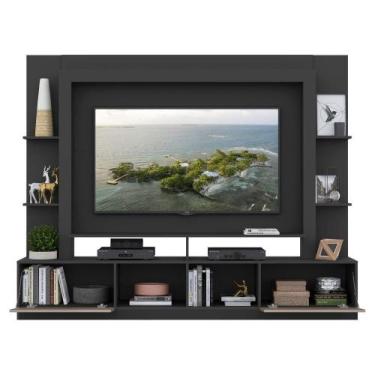 Imagem de Rack com Painel Suporte 65 com Espelho Preto/Laca Fumê - MULTIMOVEIS