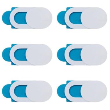 Imagem de Capa para webcam (pacote com 6) capa de câmera ultrafina de 0,1 cm para computador, PC, tablet, notebook, câmera, bloqueador deslizante - branca