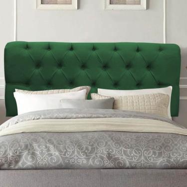 Imagem de Painel Cabeceira Estofada Paris 160cm Cama Box Queen Suede Verde- Mabe Magazine