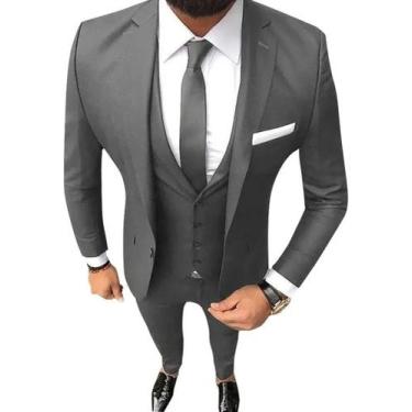 Imagem de Terno Masculino Slim Corte italiano Paletó + Calça  LS TERNOS, Cinza, 