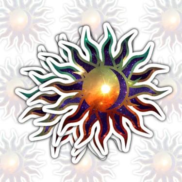 Imagem de (3 peças) Adesivo de vinil Galaxy Sun and Moon - Decalque à prova d'água para carro, laptop, parede, janela, para-choque, copo, skate, telefone e mais - 7,6 cm