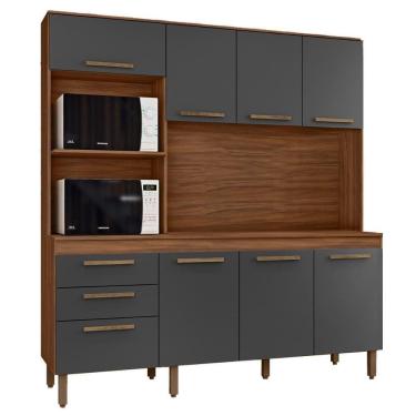 Imagem de Armario De Cozinha New Jully 184 Cm Com 8 Portas E 2 Gavetas Freijo-chumbo