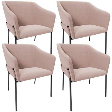 Imagem de Kit 4 Cadeiras Para Sala De Jantar Estar Living Olívia L02 Bouclê Rosê - Lyam Decor