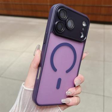 Imagem de SFDSUH Capa protetora fosca com carregamento sem fio magnético para iPhone 16 Pro Max, resistente a impactos e sólida (para iPhone 16 Pro Max/roxo escuro)
