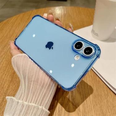 Imagem de HTVJFX Capa de silicone macia de luxo para iPhone 16 Pro, proteção à prova de choque, capa traseira transparente (para iPhone 16 Pro/azul)