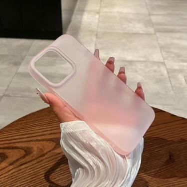 Imagem de HTVJFX Capa de silicone macia, transparente e fosca, à prova de choque, para iPhone 15 Plus (cor de doce) (para iPhone 15 Plus/rosa)