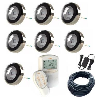 Imagem de Kit 7 Led Refletor Iluminação Piscina Rgb 6w Cabo 20m Tholz